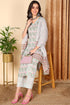 Plus Size Sea Green Pure Cotton Floral Printed Straight Suit Set